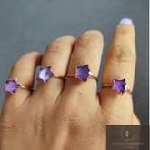 Amazing Amethyst Ring, Handmade Jewelry, Electroplated Ring, February Birthstone Jewelry, Natural Gemstone Ring, Gift for Girlfriend, Gift